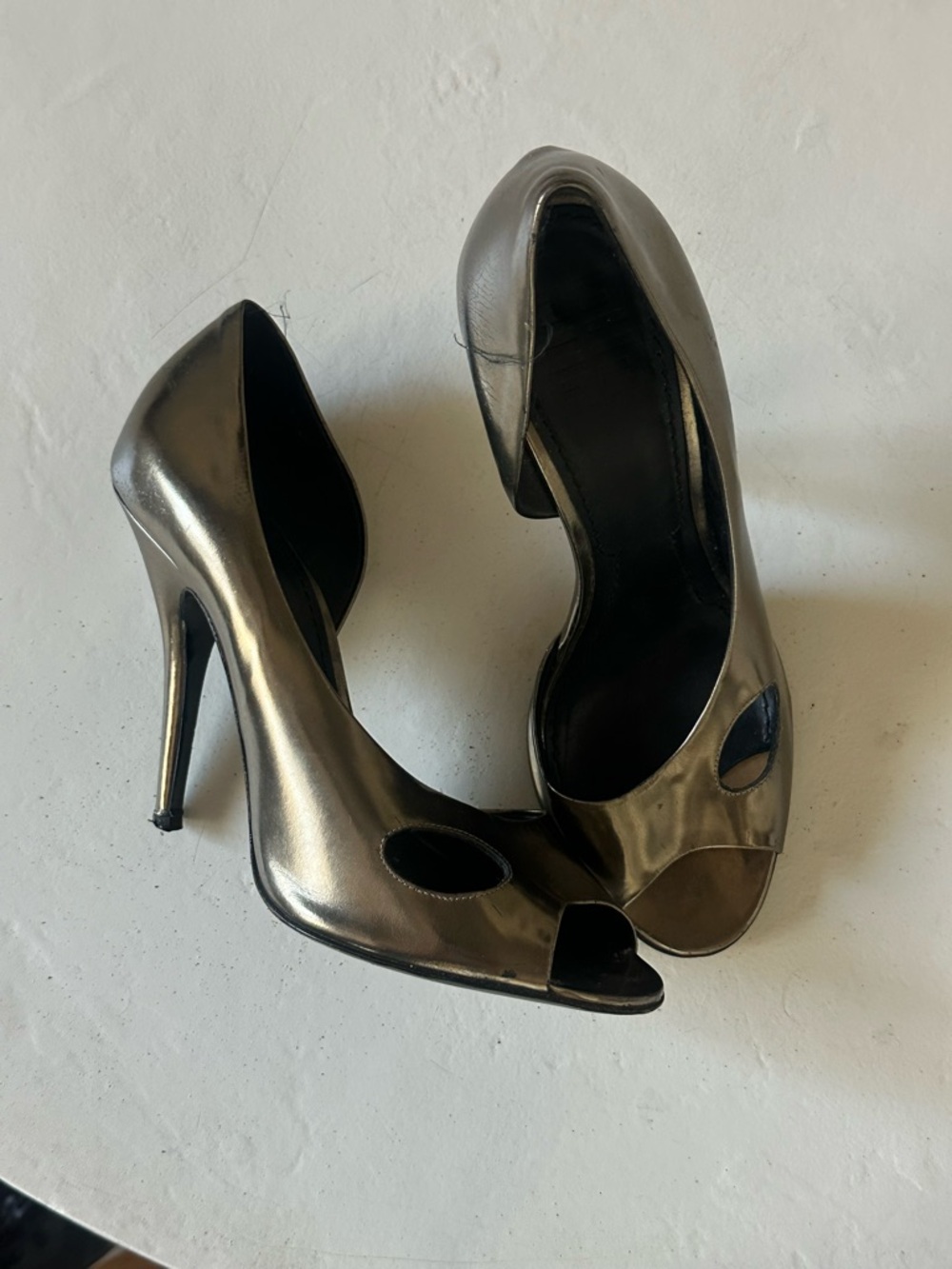 Givenchy Metallic Peep-Toe High Heel Pumps - Women's Black/Silver